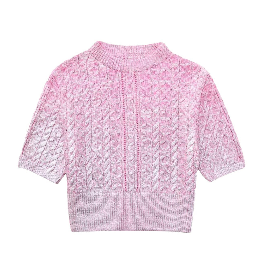 Damen Kurzer Strickpullover mit raffiniertem Zopfmuster und lässigem Schnitt Drune