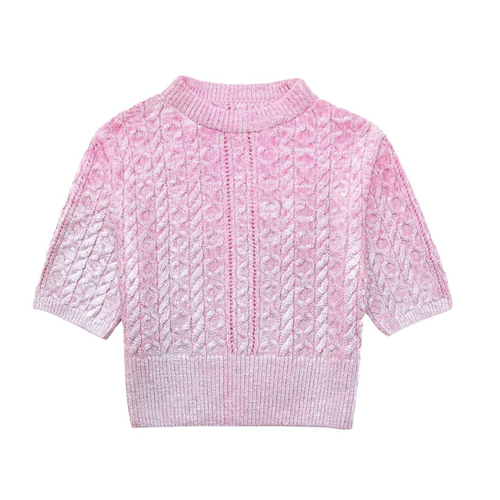 Damen Kurzer Strickpullover mit raffiniertem Zopfmuster und lässigem Schnitt Drune