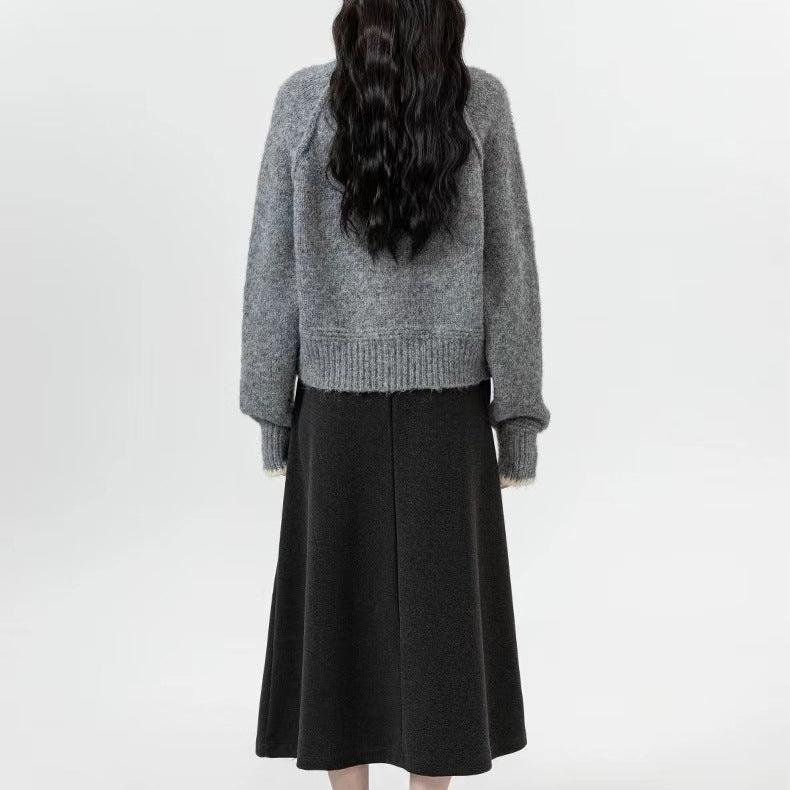 Damen Weicher Strickpullover mit weitem Schnitt und langen Ärmeln Drune