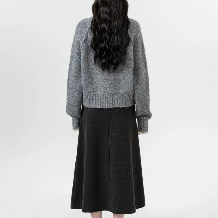Damen Weicher Strickpullover mit weitem Schnitt und langen Ärmeln Drune