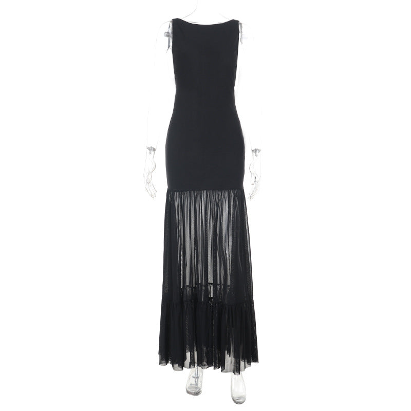 Damen Maxikleid mit transparentem unteren Saum Drune