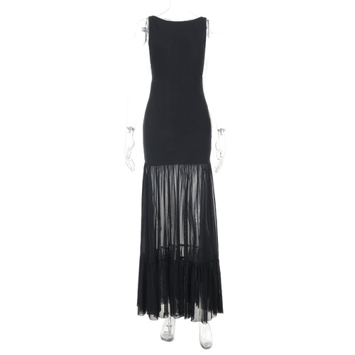 Damen Maxikleid mit transparentem unteren Saum Drune