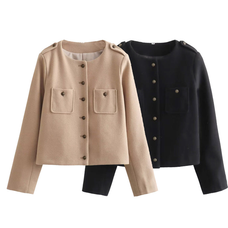 Damen Kurzjacke mit praktischen Taschen und eleganten Knopfdetails Drune