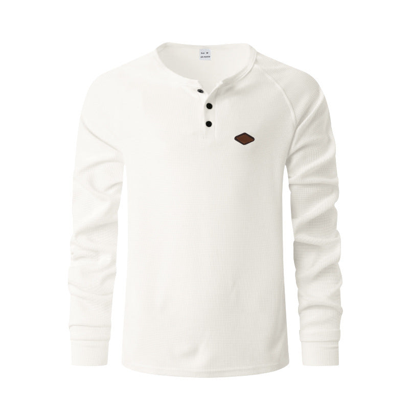 Herren Langarm-Henley-Shirt aus atmungsaktivem Baumwollmix mit strukturiertem Design Drune