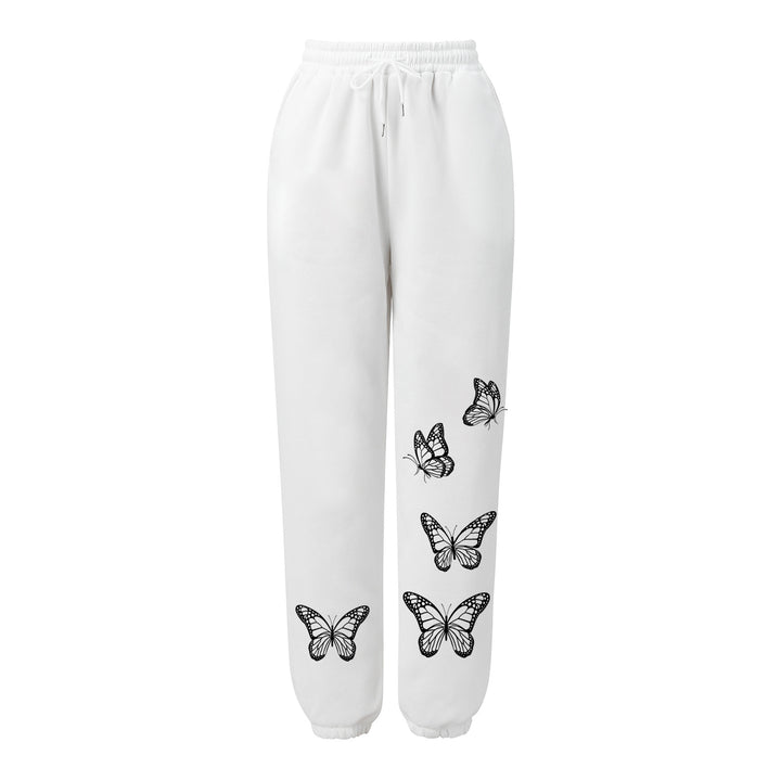 Damen Sportliche Freizeithose mit Schmetterlingsmotiv Drune