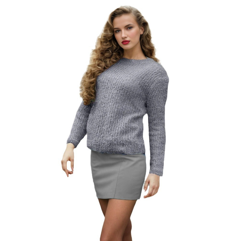 Damen trendiger Pullover mit strukturierter Strickoberfläche und lockerer Passform Drune