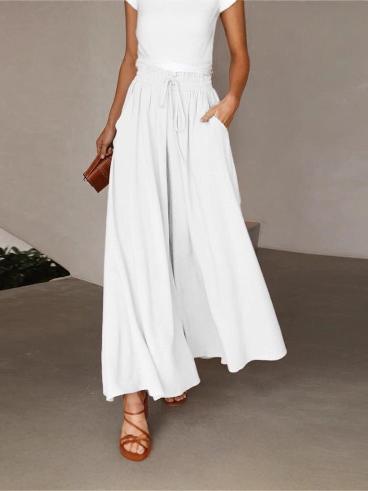 Damen weite Hose mit elastischem Bund und Taschen Drune