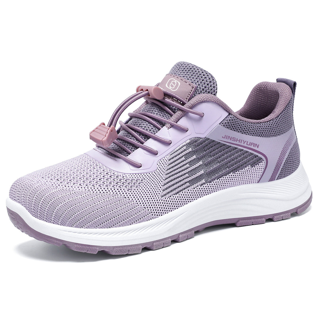 Damen nan ultraleichter Strick-Freizeitsneaker mit Schnellzugverschluss, verstärkter Fersenlasche und ergonomischer Wellen-EVA-Sohle Drune