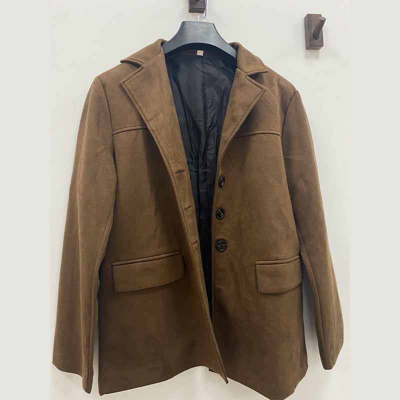 Damen Modischer Suede Blazer mit Taschen und elegantem Schnitt Drune