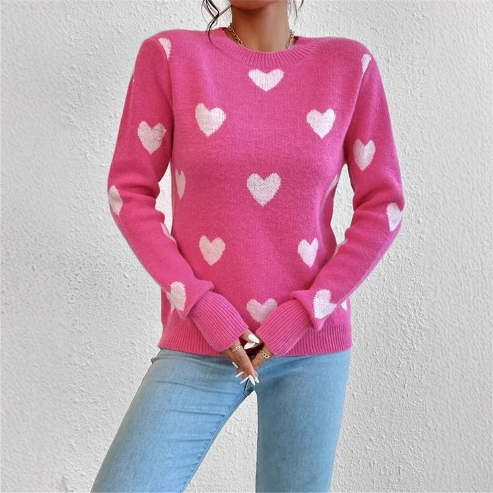 Damen gemütlicher Pullover mit Herzmuster Drune