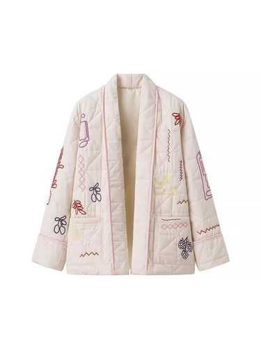Damen Steppjacke mit kreativem Stickdesign Drune