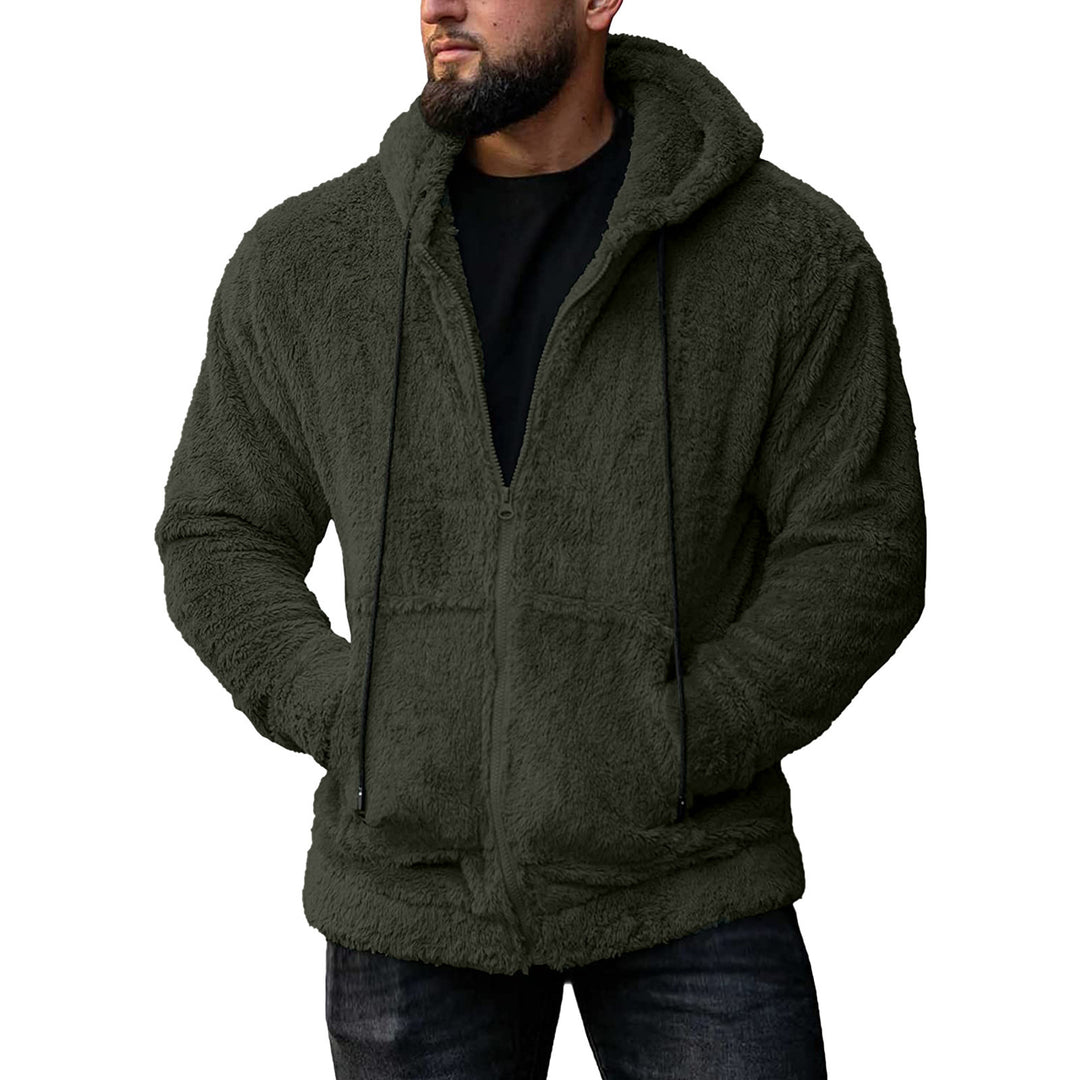 Herren nan kuschelige Teddyfleece Kapuzenjacke mit durchgehendem Reißverschluss Drune