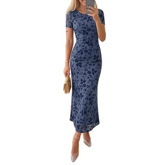 Damen Maxikleid mit floralen Stickereien Drune