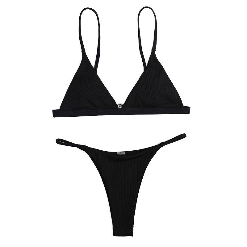 Damen Triangel-Bikinioberteil mit verstellbaren Trägern und glänzendem Material Drune