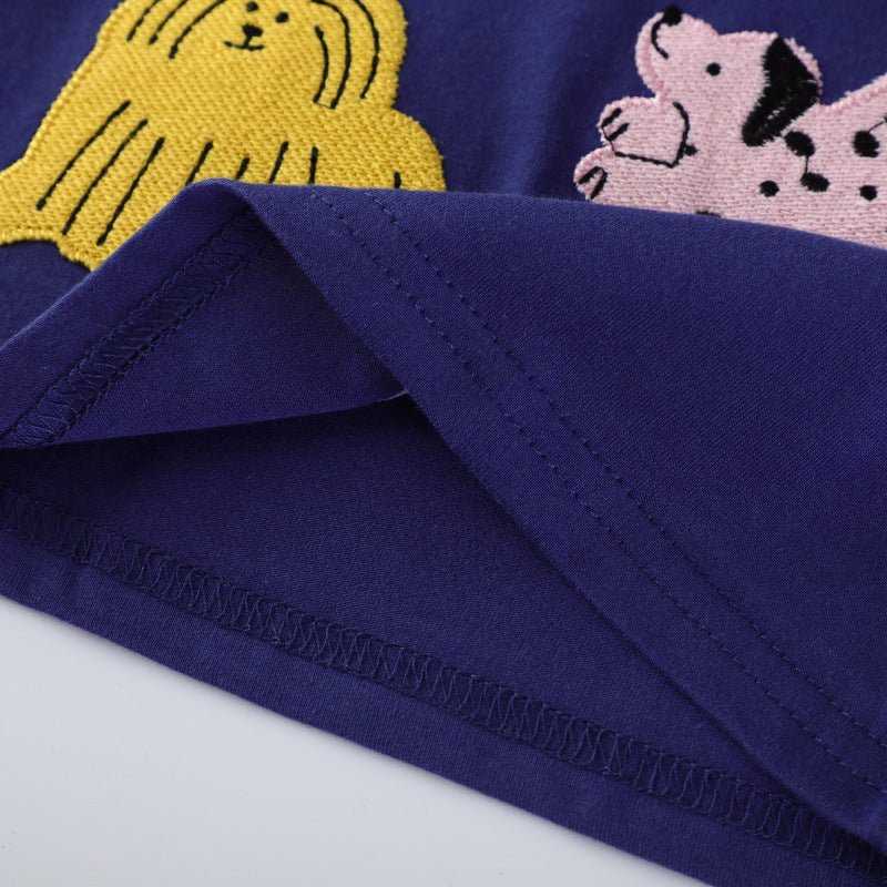 Jungen Kurzarm-T-Shirt mit buntem Tierapplikationsdesign Drune