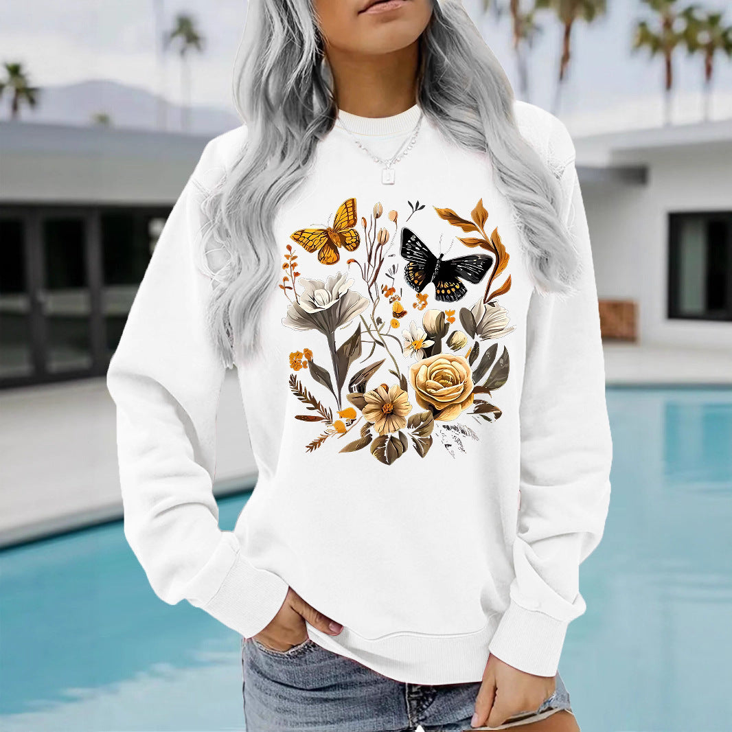 Damen Sweatshirt mit floralem Druck und lässiger Passform Drune