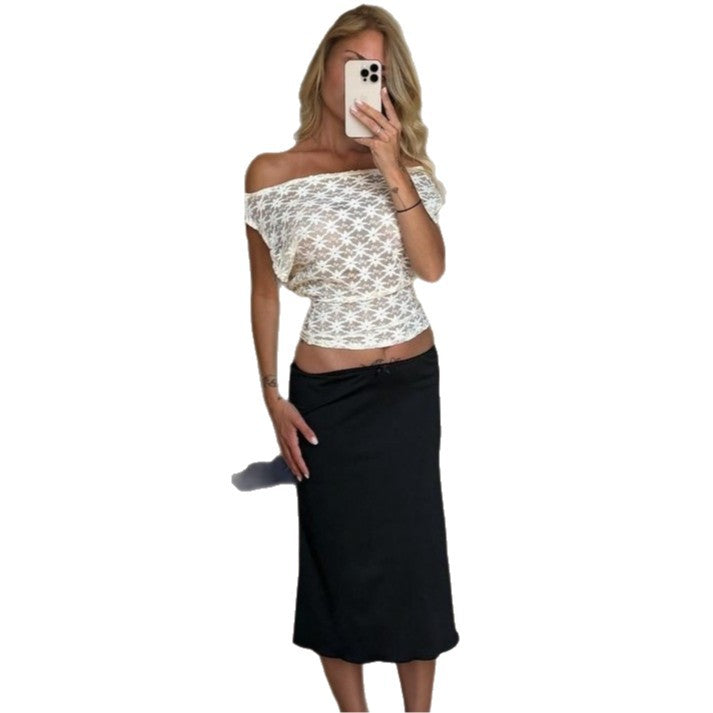 Damen Off-Shoulder Spitzenoberteil mit floralem Design Drune