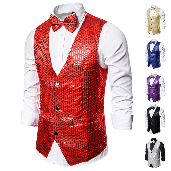 Herren stilvolle Pailletten-Weste Drune