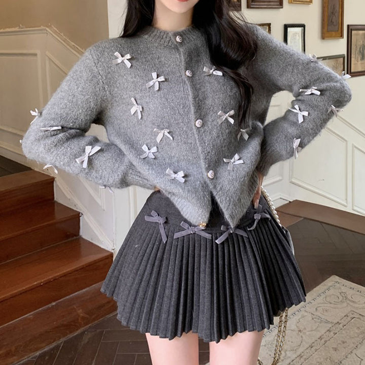 Damen Strickjacke mit dekorativen Schleifenapplikationen Drune