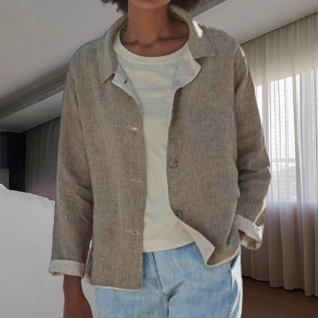Damen Leichte und lässige Baumwolljacke mit geknöpften Details Drune