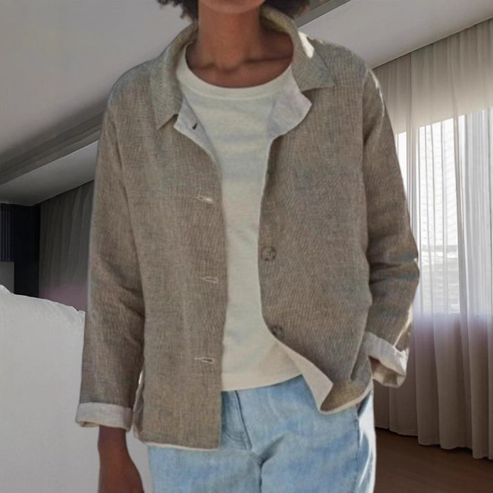 Damen Leichte und lässige Baumwolljacke mit geknöpften Details Drune