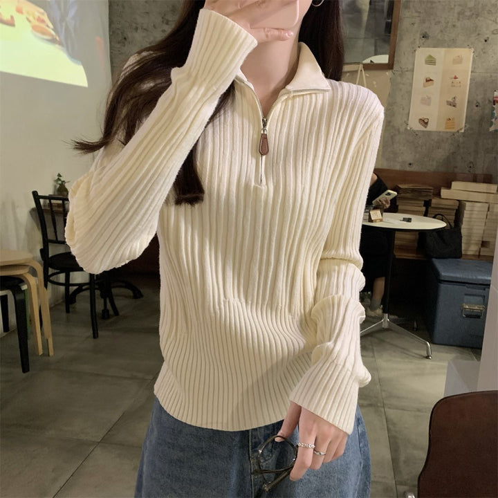 Damen elegant geschnittenes Sweatshirt mit Stehkragen Drune