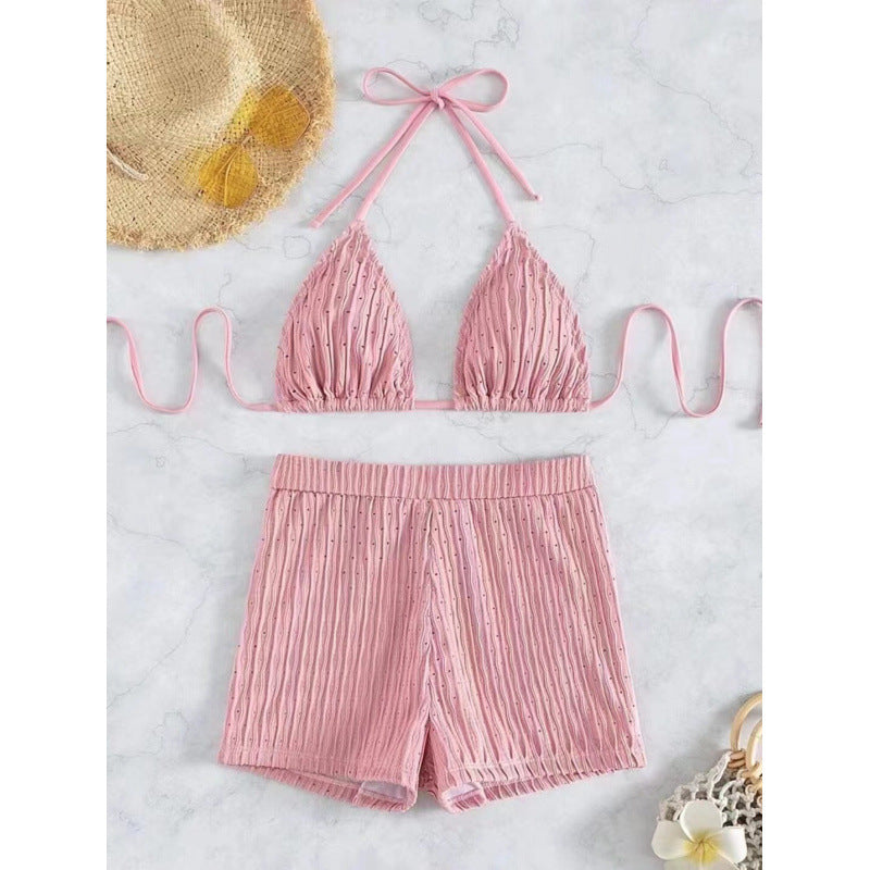 Damen Triangel-Bikini mit hochwertigem Rüschendesign und stretchy Shorts Drune