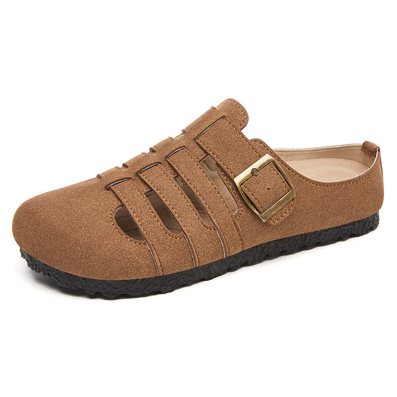 Damen nan geschlossene Sandalen-Halbschuh mit verstellbarer Metallschnalle, atmungsaktiven Cut-Outs und gepolstertem Komfortfußbett Drune