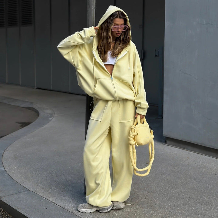 Damen nan oversized Kapuzenjacke mit Reißverschluss und Kängurutasche Drune