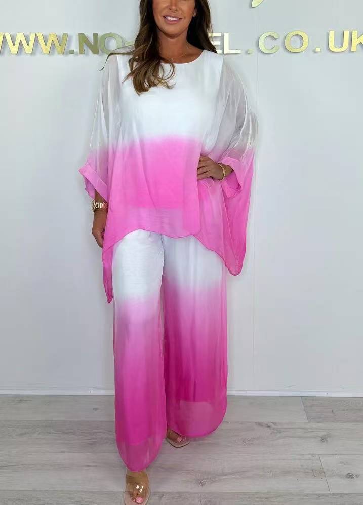 Damen Set aus weichem, fließendem Material mit modischem Ombre-Effekt Drune