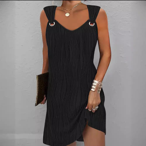 Damen Wellenstruktur Kleid Drune