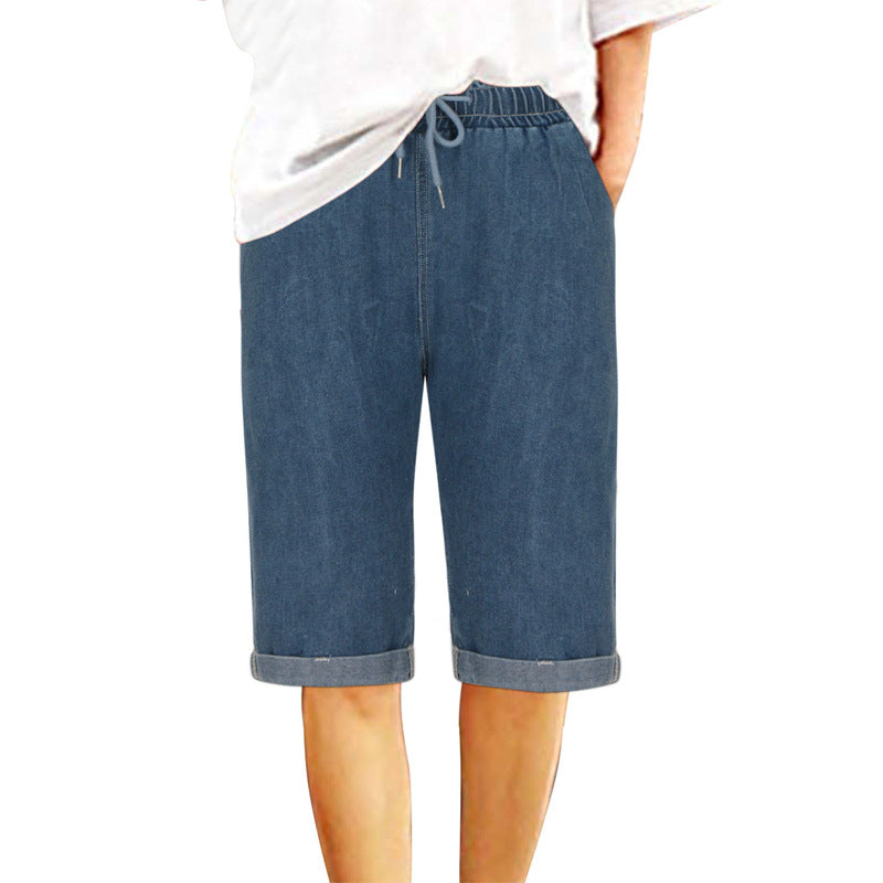 Damen Denim-Shorts mit elastischem Bund und lässigem Schnitt Drune