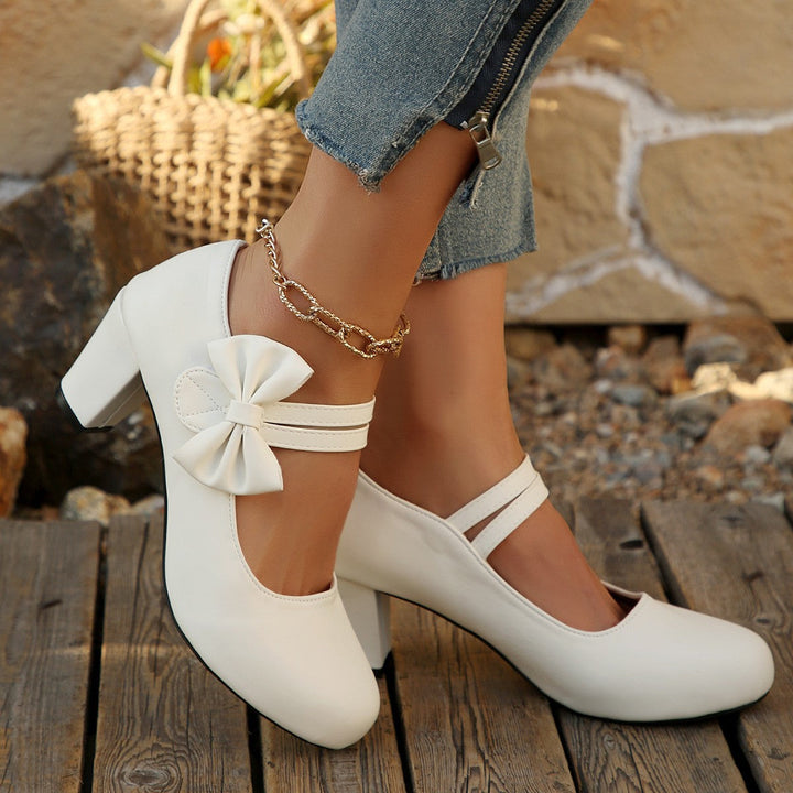 Damen Mary Jane Pumps mit modischer Schleifenapplikation und glänzender Oberfläche Drune