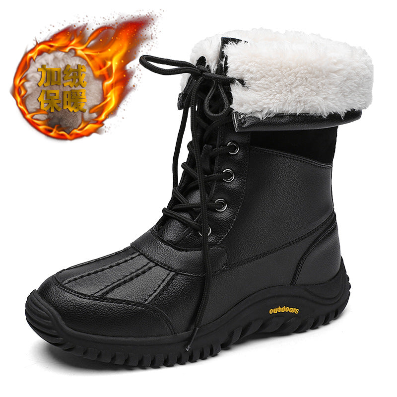 Damen isolierte Winterstiefel mit modischem Kunstfellkragen und rutschfester Sohle Drune