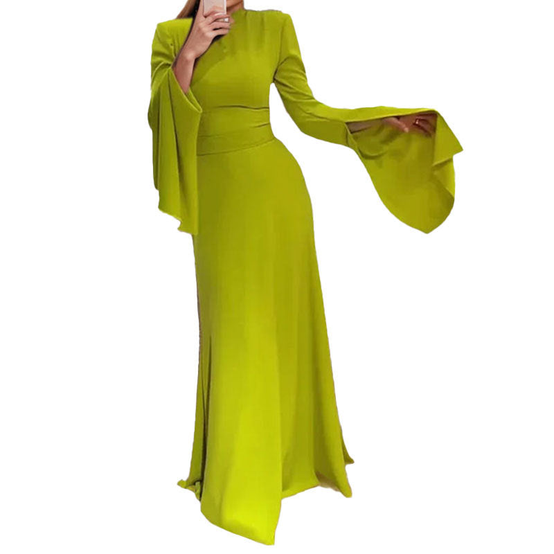 Damen Maxikleid mit schulterfreiem Design und eleganten Glockenärmeln Drune