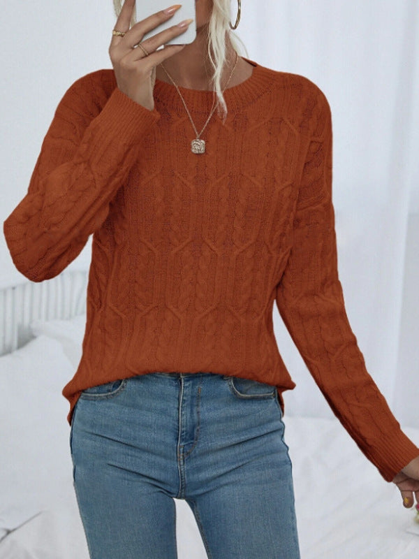 Damen Strickpullover mit trendy Zopfmuster Drune