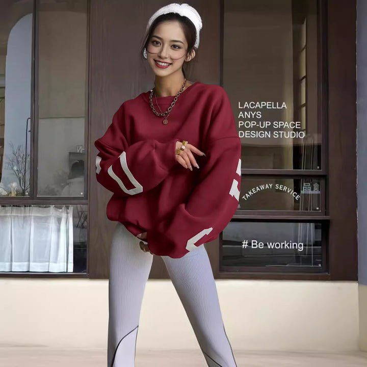Damen Oversized Sweatshirt mit grafischen Akzenten Drune