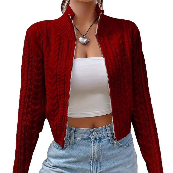 Damen Strickjacke mit modernem Zipper Drune