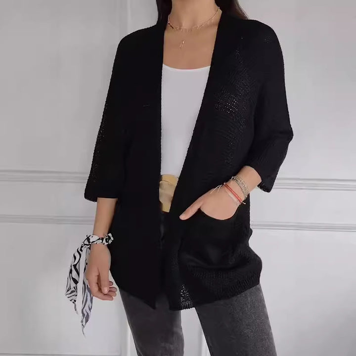 Damen lässige Strickjacke mit praktischen Taschen Drune