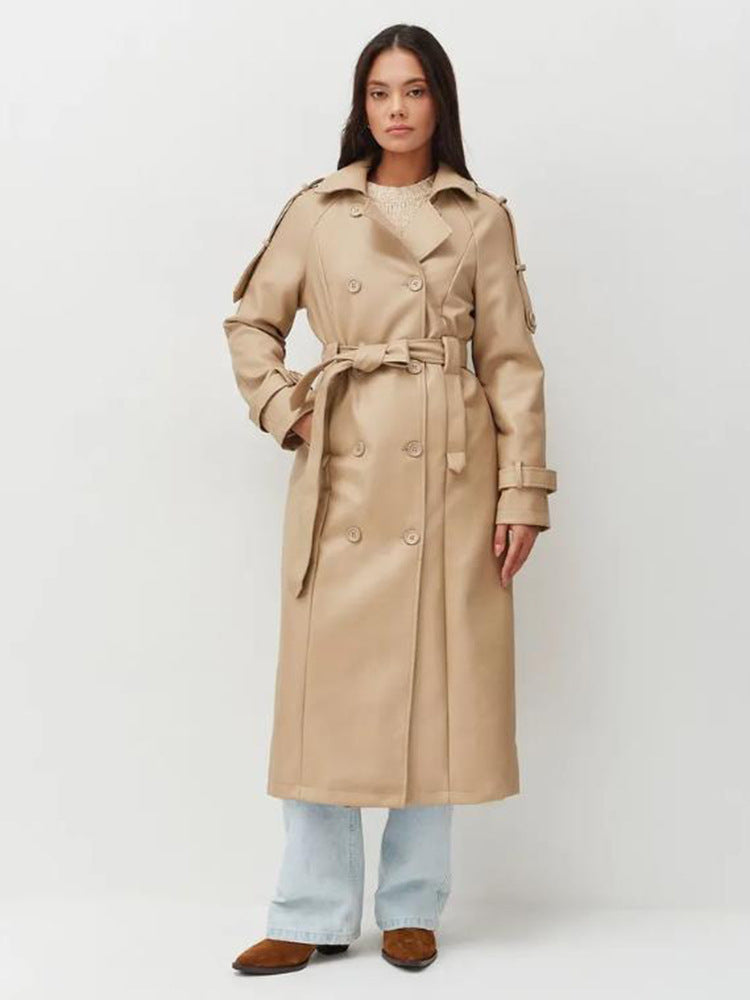 Damen modischer Trenchcoat mit Gürtel Drune
