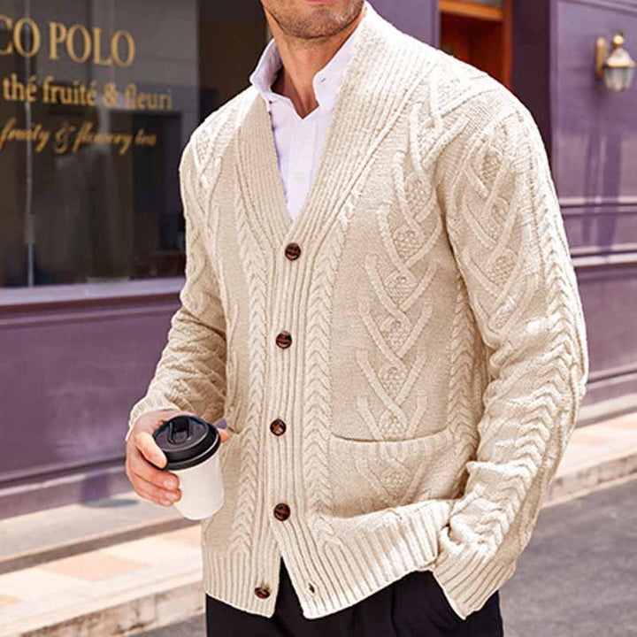 Herren Strickjacke mit großer Blende und Taschen Drune