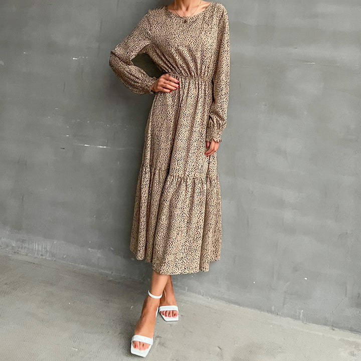 Damen Maxikleid mit elastischem Taillengürtel und eleganten Rüschendetails Drune