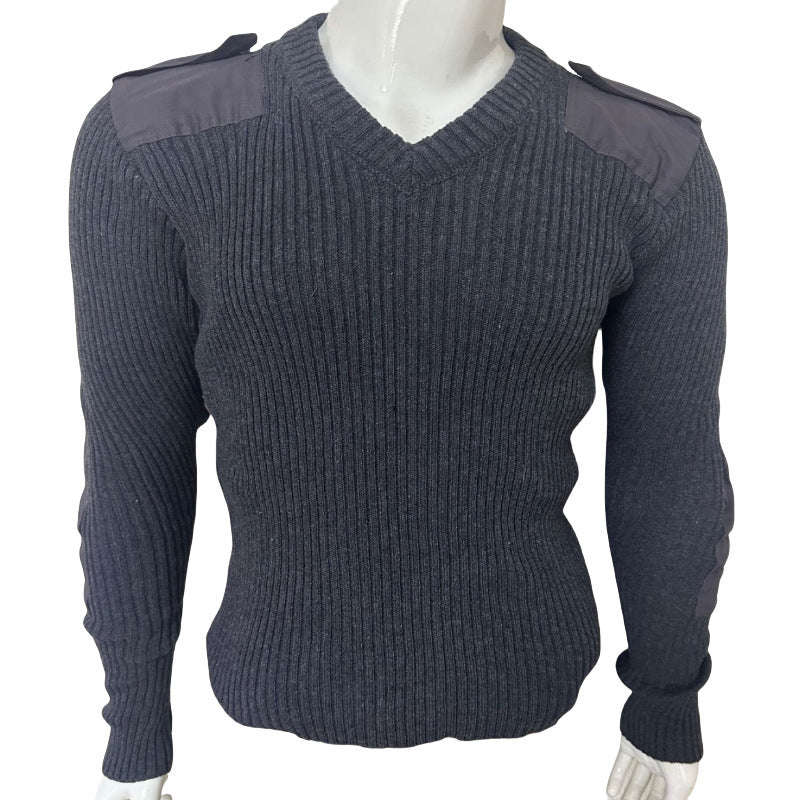 Herren Strickpullover mit V-Ausschnitt und dekorativen Schulterdetails Drune