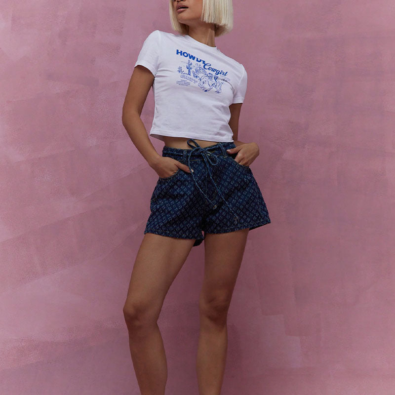 Damen Denim-Shorts mit verstellbarem Bund und lässigem Schnitt Drune