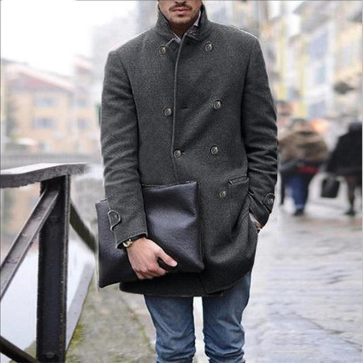 Herren eleganter Wintermantel mit doppelter Knopfleiste und wärmendem Innenfutter Drune