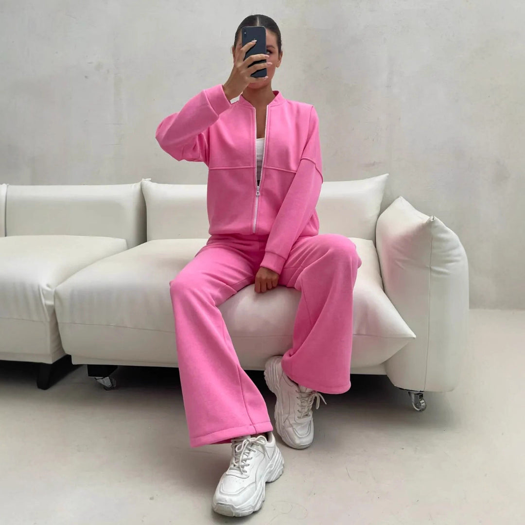Damen Sportliches Lounge-Set mit kuscheliger Jacke und bequemen Hosen Drune