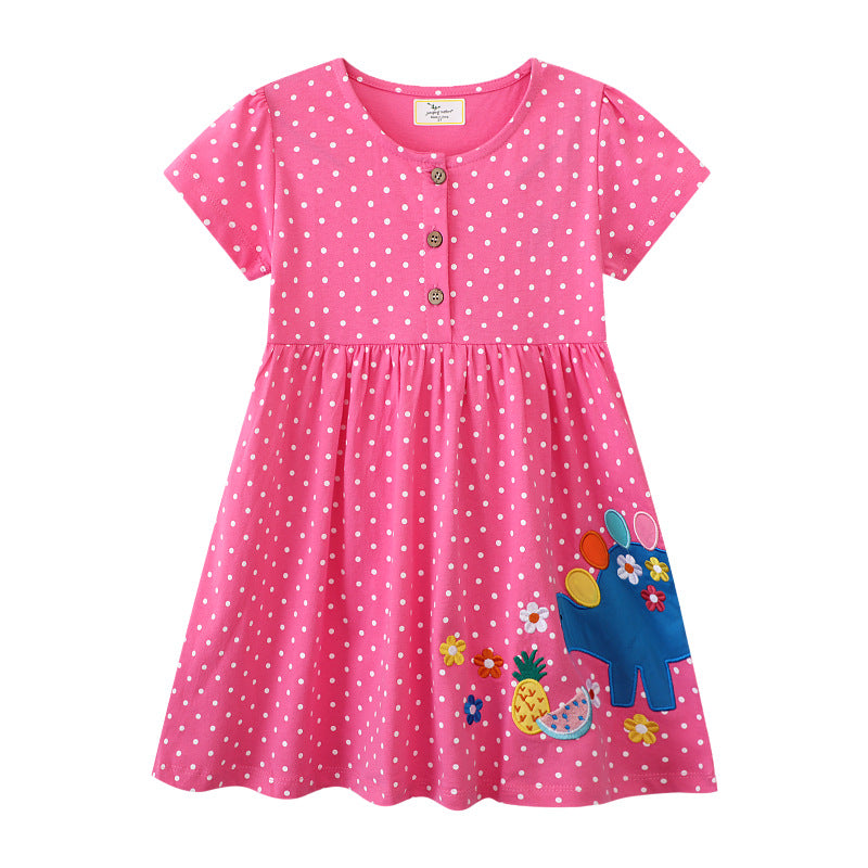 Mädchen kurzärmeliges Kleid mit buntem Aufdruck Drune