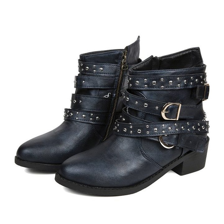 Damen Stiefeletten mit modischem Riemen-Design und dekorativen Akzenten Drune