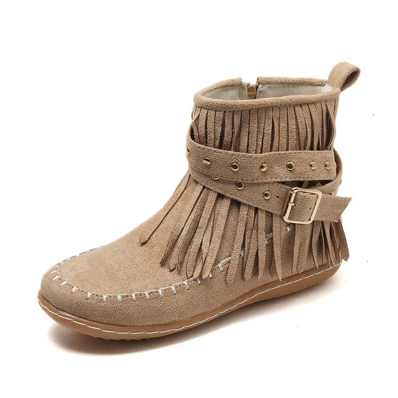 Drune | Boho Stiefelette Mit Fransen Und Schnallen Für Damen