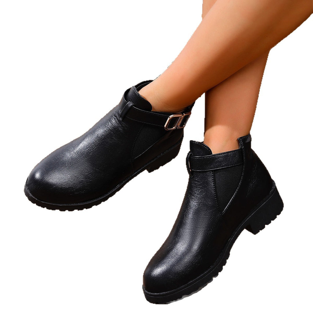 Damen Chelsea-Ankleboot mit elastischem Einsatz und Zier-Schnallenriemen Drune